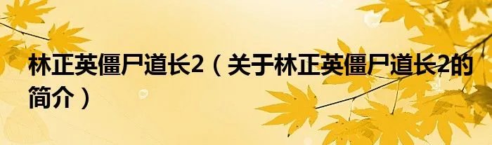 林正英僵尸道长2（关于林正英僵尸道长2的简介）
