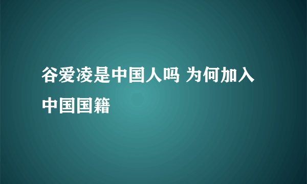 谷爱凌是中国人吗 为何加入中国国籍
