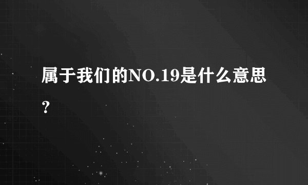 属于我们的NO.19是什么意思？