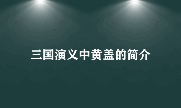 三国演义中黄盖的简介