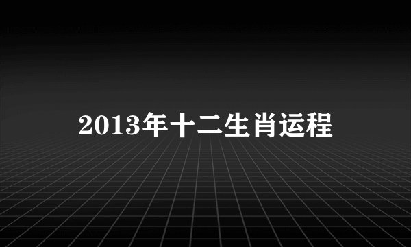 2013年十二生肖运程