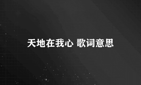 天地在我心 歌词意思