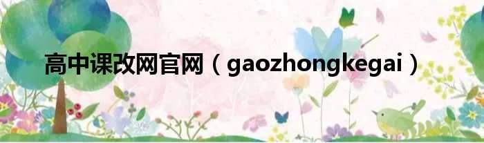 高中课改网官网（gaozhongkegai）