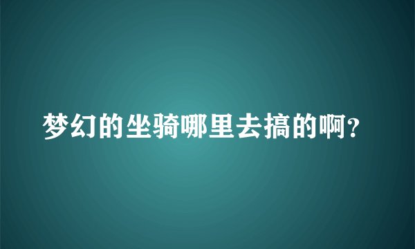 梦幻的坐骑哪里去搞的啊？