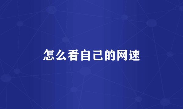 怎么看自己的网速