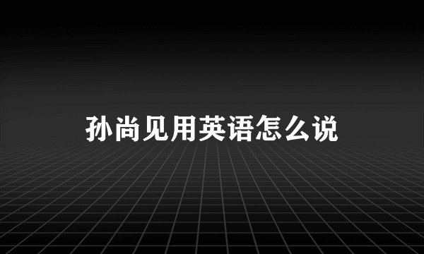 孙尚见用英语怎么说