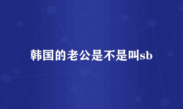 韩国的老公是不是叫sb