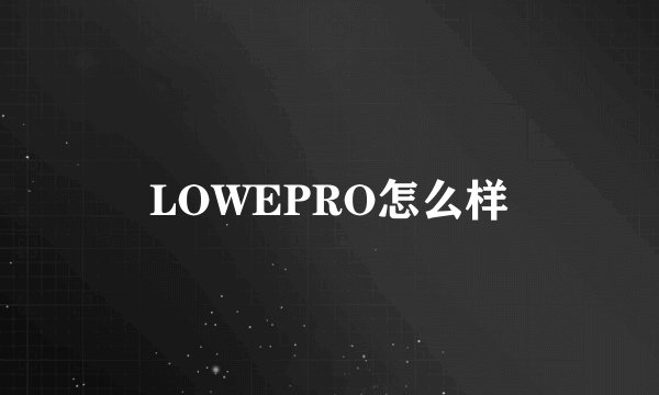 LOWEPRO怎么样