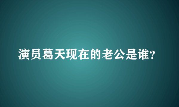 演员葛天现在的老公是谁?