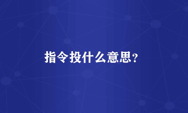 指令投什么意思？