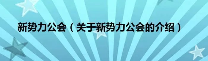 新势力公会（关于新势力公会的介绍）