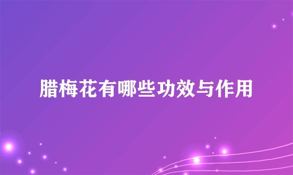 腊梅花有哪些功效与作用