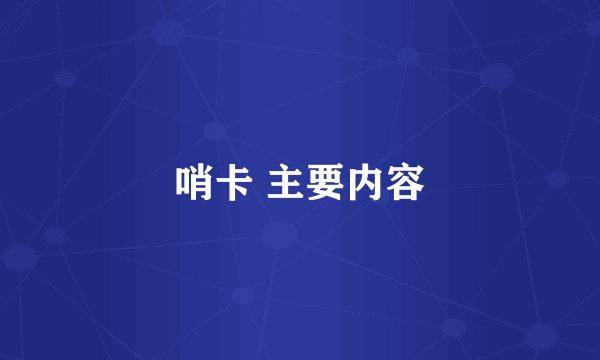 哨卡 主要内容