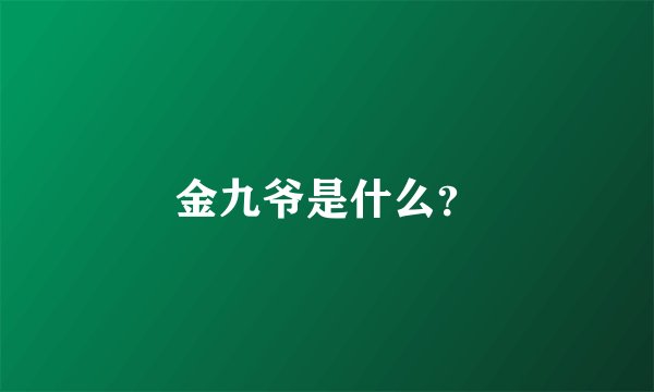 金九爷是什么?