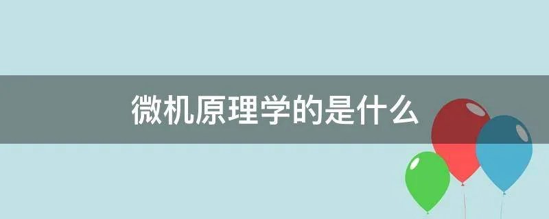 微机原理学的是什么