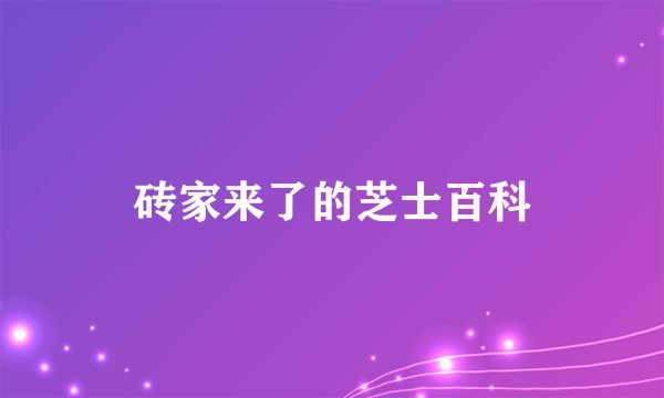 砖家来了的芝士百科