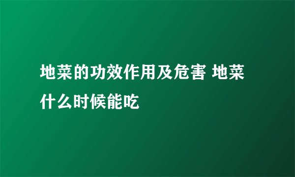 地菜的功效作用及危害 地菜什么时候能吃