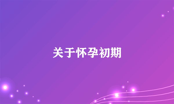 关于怀孕初期