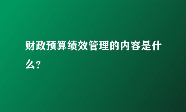 财政预算绩效管理的内容是什么？