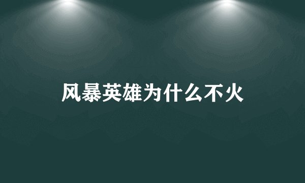 风暴英雄为什么不火