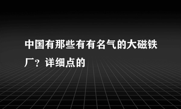 中国有那些有有名气的大磁铁厂？详细点的