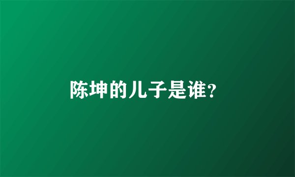 陈坤的儿子是谁？