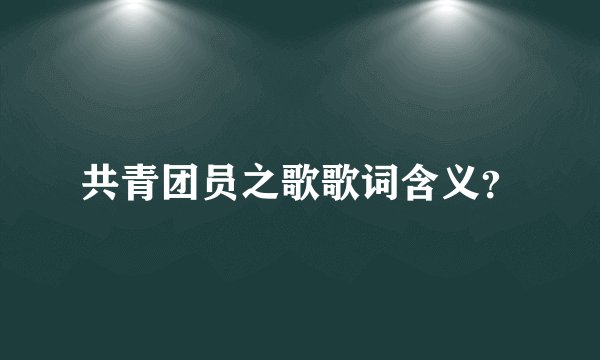 共青团员之歌歌词含义？