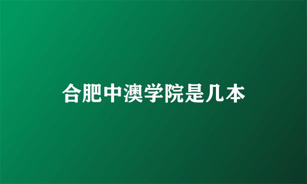 合肥中澳学院是几本