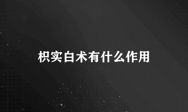 枳实白术有什么作用