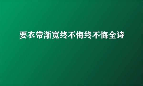 要衣带渐宽终不悔终不悔全诗