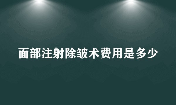 面部注射除皱术费用是多少