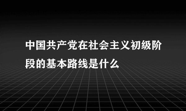 中国共产党在社会主义初级阶段的基本路线是什么