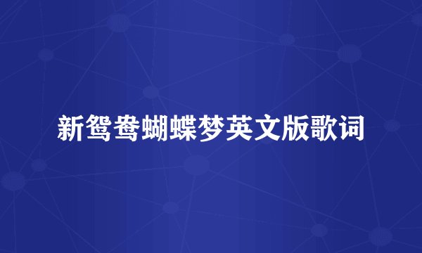 新鸳鸯蝴蝶梦英文版歌词