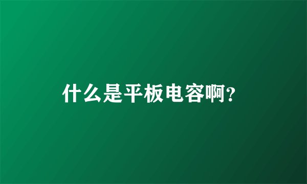 什么是平板电容啊？