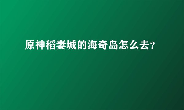 原神稻妻城的海奇岛怎么去？