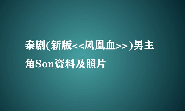 泰剧(新版<<凤凰血>>)男主角Son资料及照片