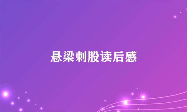 悬梁刺股读后感