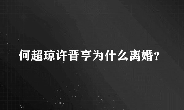 何超琼许晋亨为什么离婚？