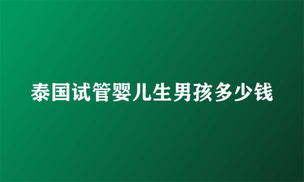 泰国试管婴儿生男孩多少钱