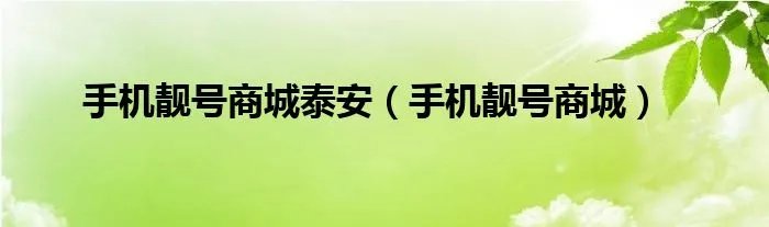 手机靓号商城泰安（手机靓号商城）