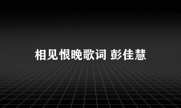 相见恨晚歌词 彭佳慧