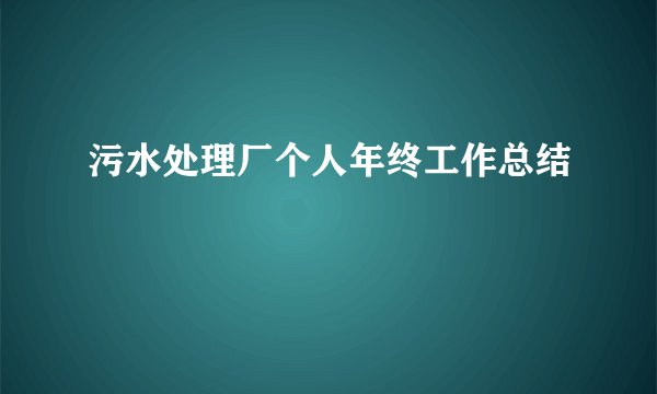 污水处理厂个人年终工作总结