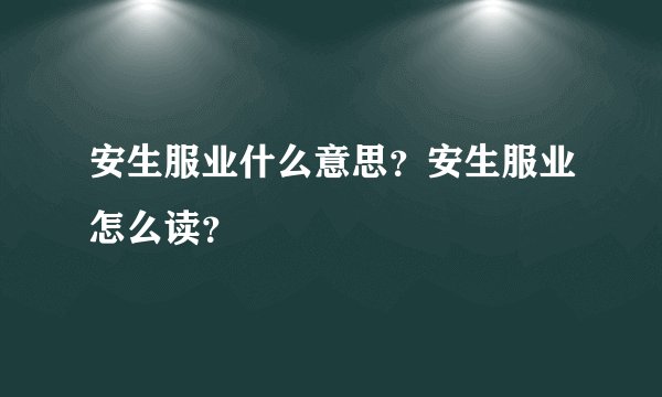 安生服业什么意思？安生服业怎么读？