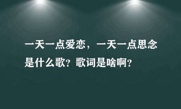 一天一点爱恋，一天一点思念是什么歌？歌词是啥啊？