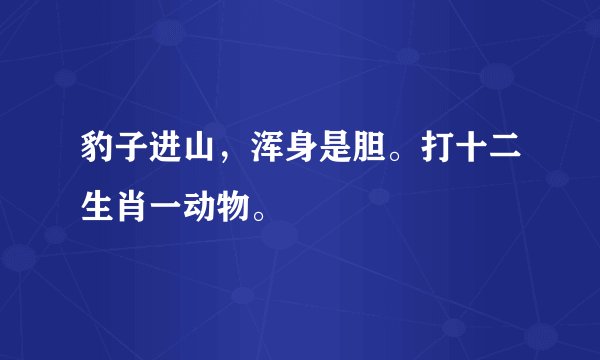 豹子进山，浑身是胆。打十二生肖一动物。