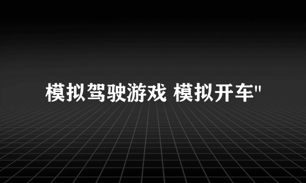 模拟驾驶游戏 模拟开车