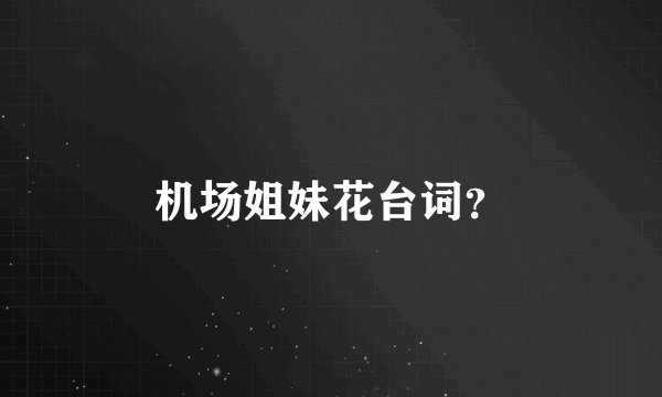 机场姐妹花台词？