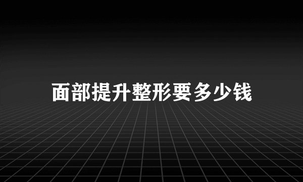 面部提升整形要多少钱