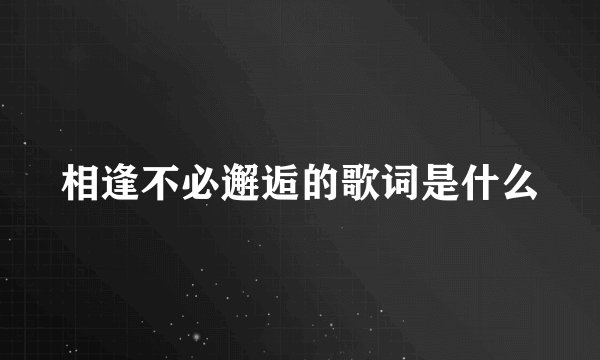 相逢不必邂逅的歌词是什么