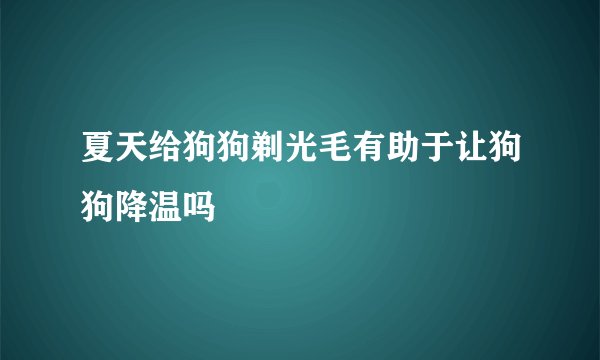 夏天给狗狗剃光毛有助于让狗狗降温吗